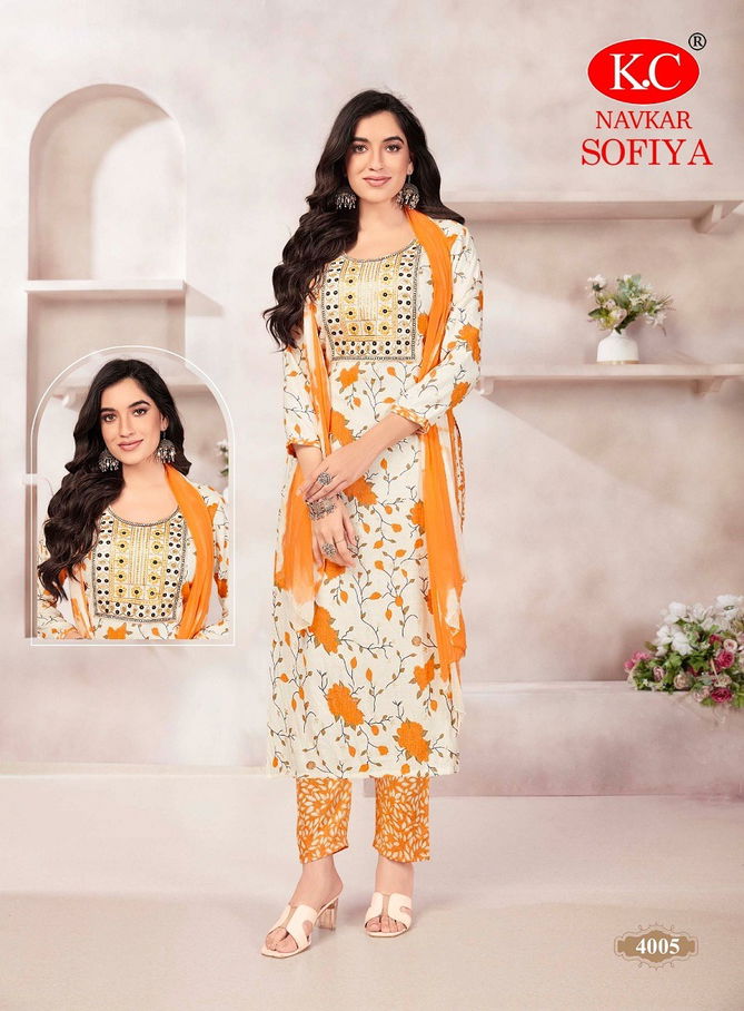 Sofiya Vol 4 By Navkar Rayon Embroidery Kurti With Bottom Dupatta Wholesale Price In Surat